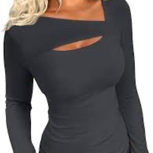 Women's Black Cutout Long Sleeve Top